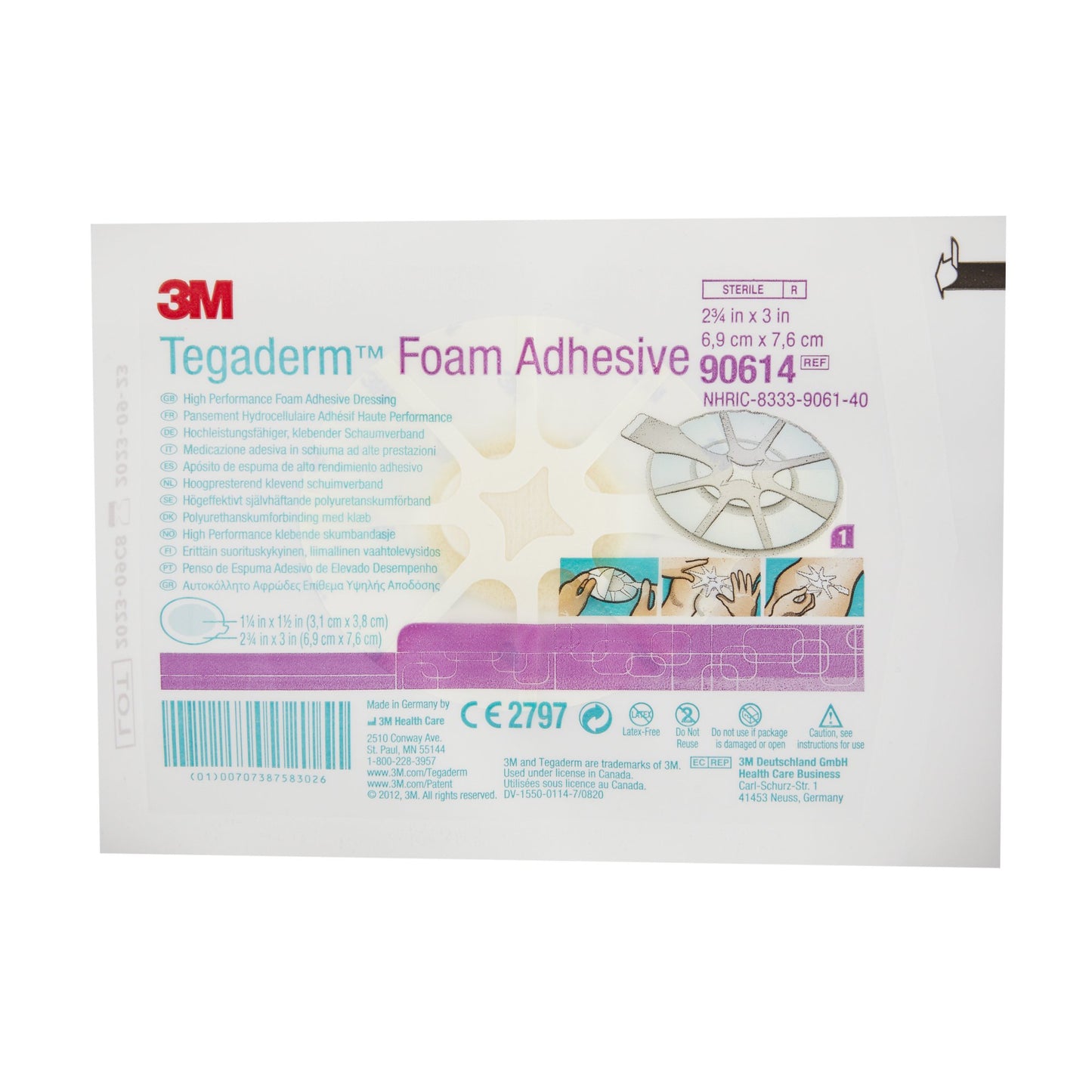 3M™ Tegaderm™ High Performance Adhesive with Border Foam Dressing, 2¾ x 2¾ Inch
