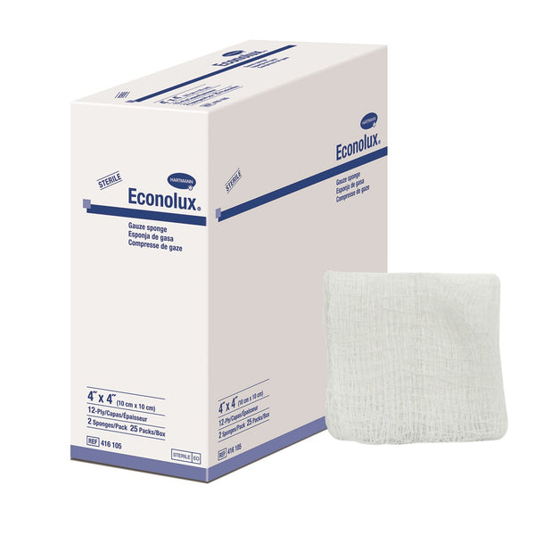 Econolux® Sterile Gauze Sponge, 4 x 4 Inch, 12-Ply
