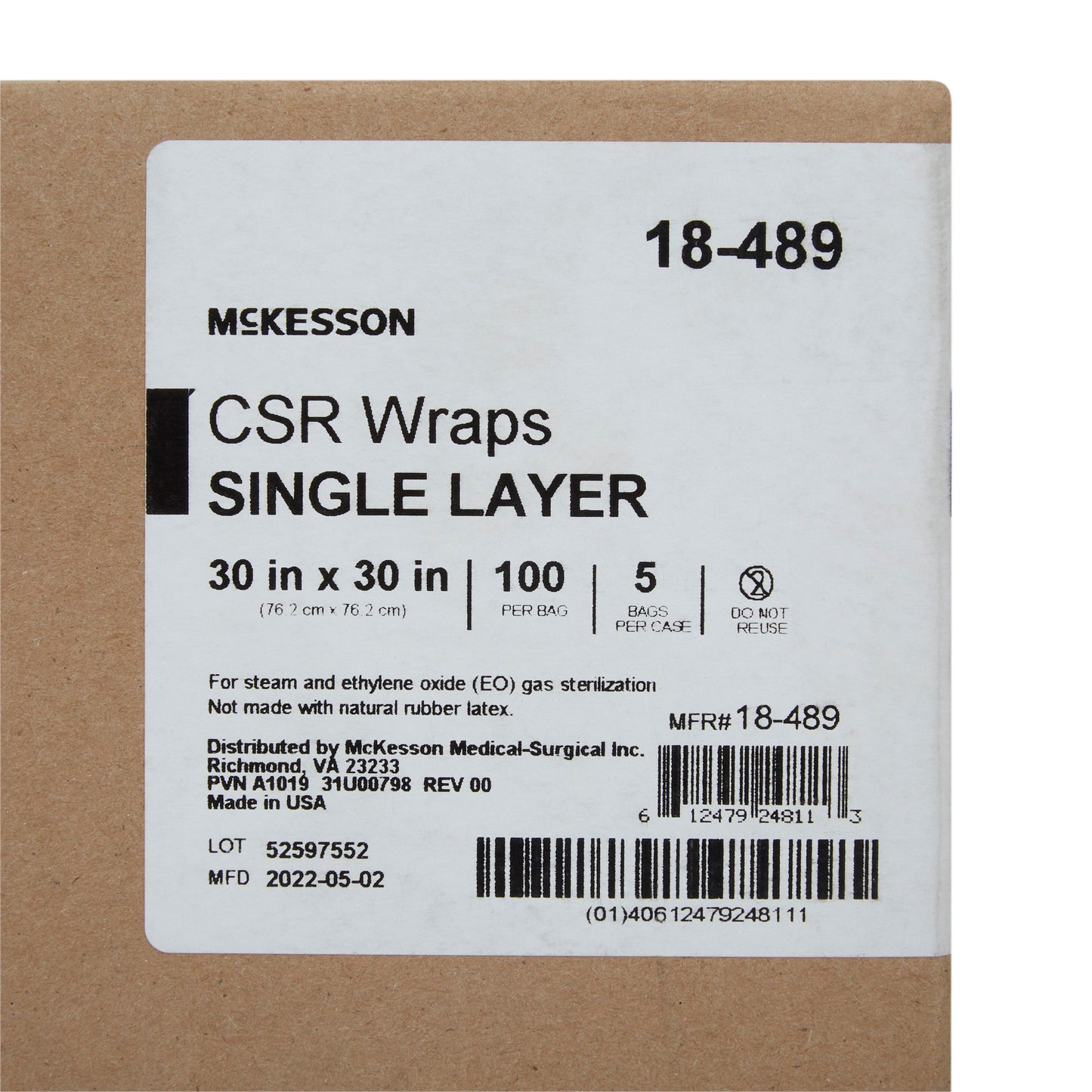 McKesson Single Layer Sterilization Wrap, 30 x 30 Inch