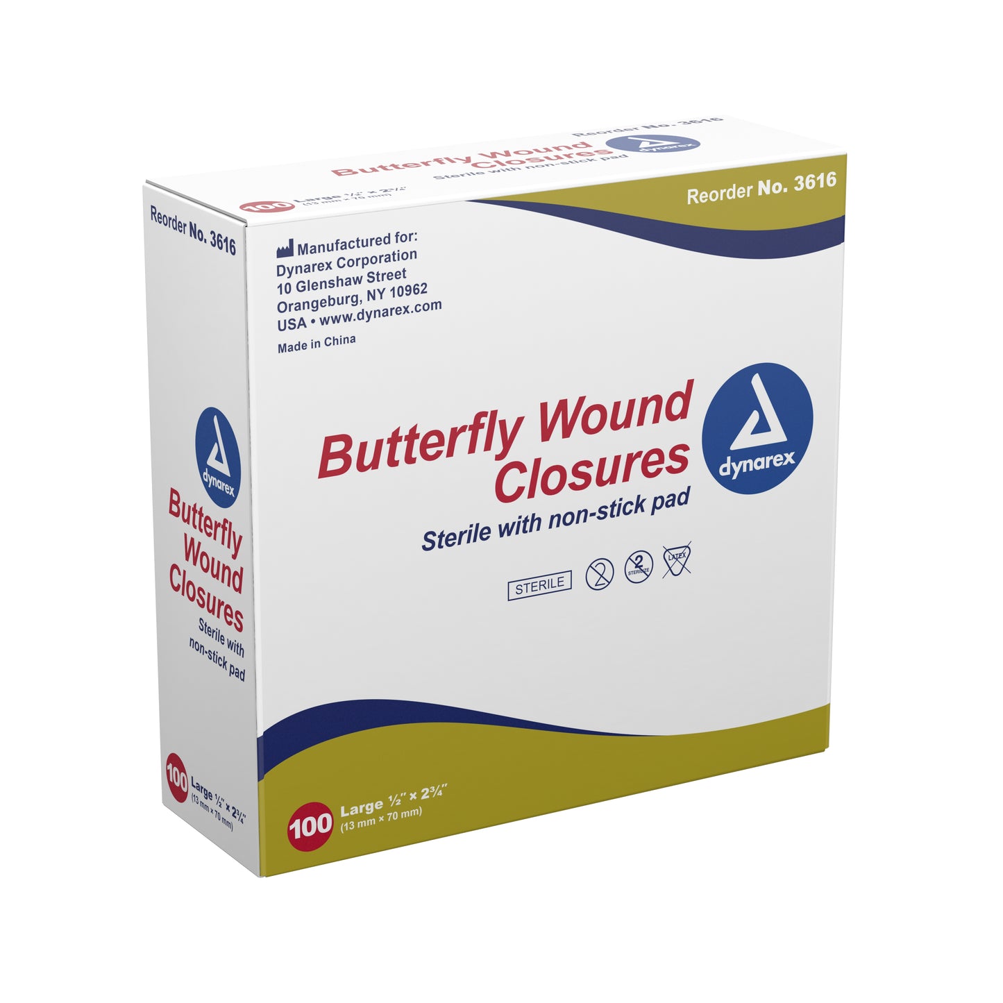 dynarex® Butterfly Wound Closure Strip, ½ by 2¾ Inches