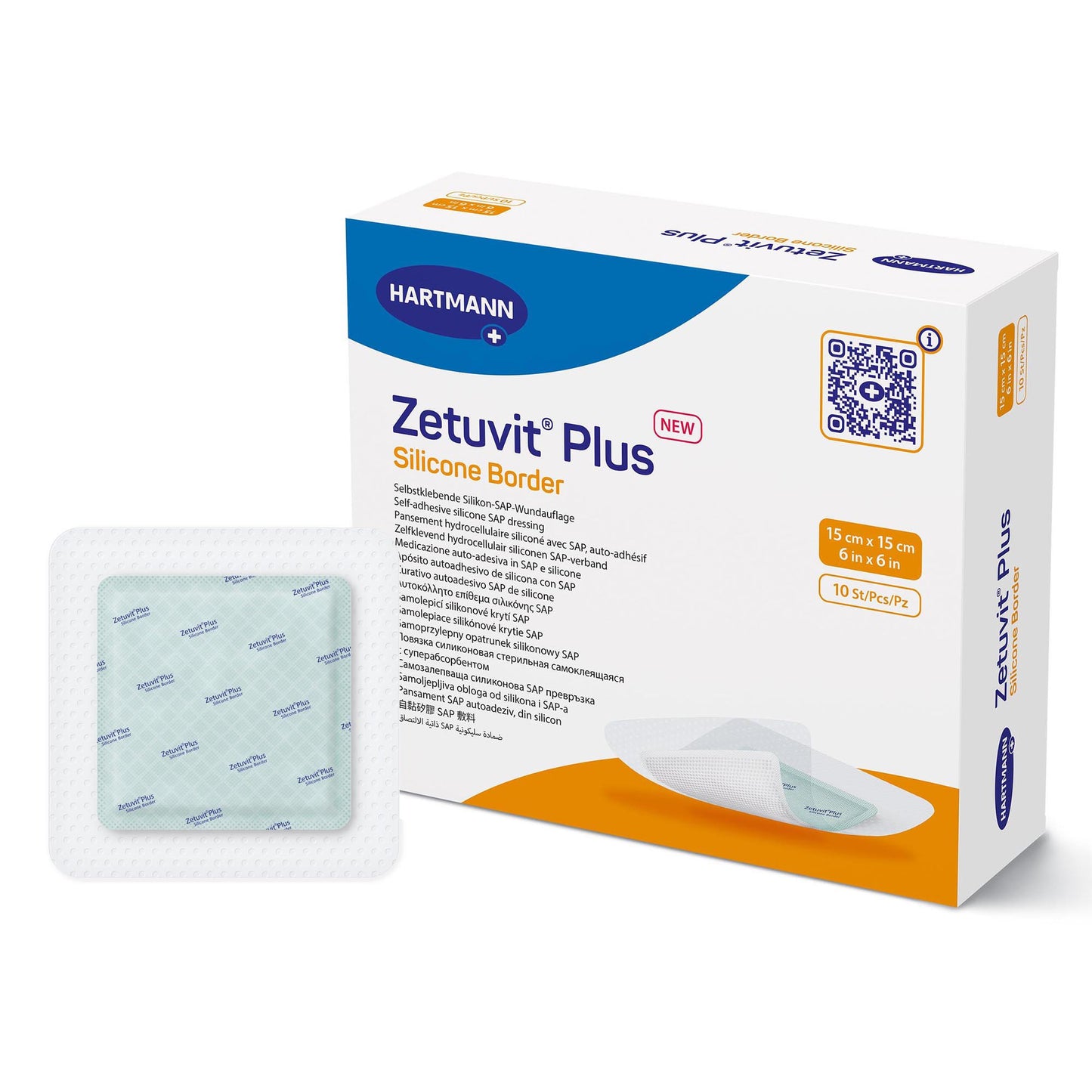 Zetuvit® Plus Silicone Border Super Absorbent Dressing, 6 x 6 Inch