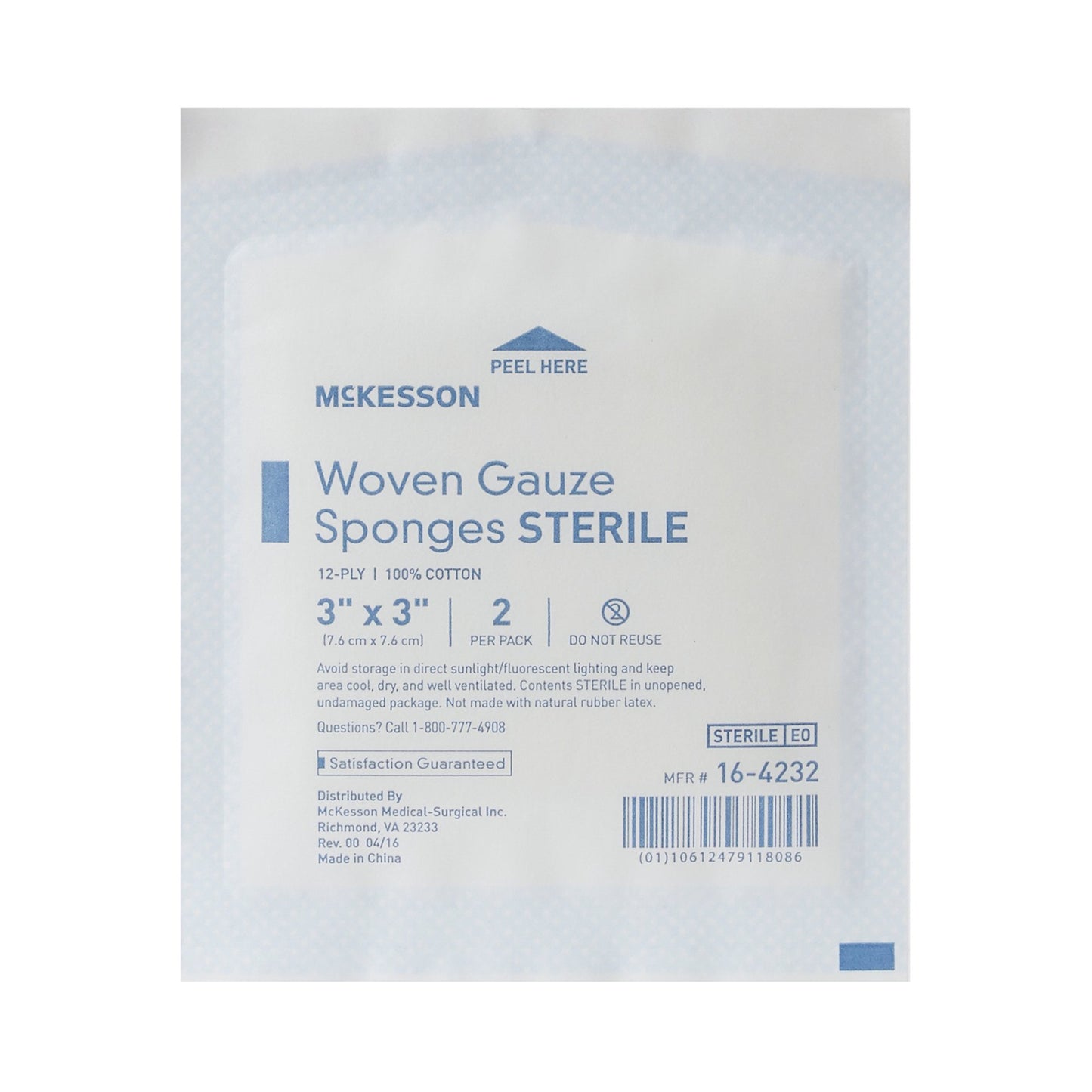 McKesson Sterile Gauze Sponge, 3 x 3 Inch, 12-Ply