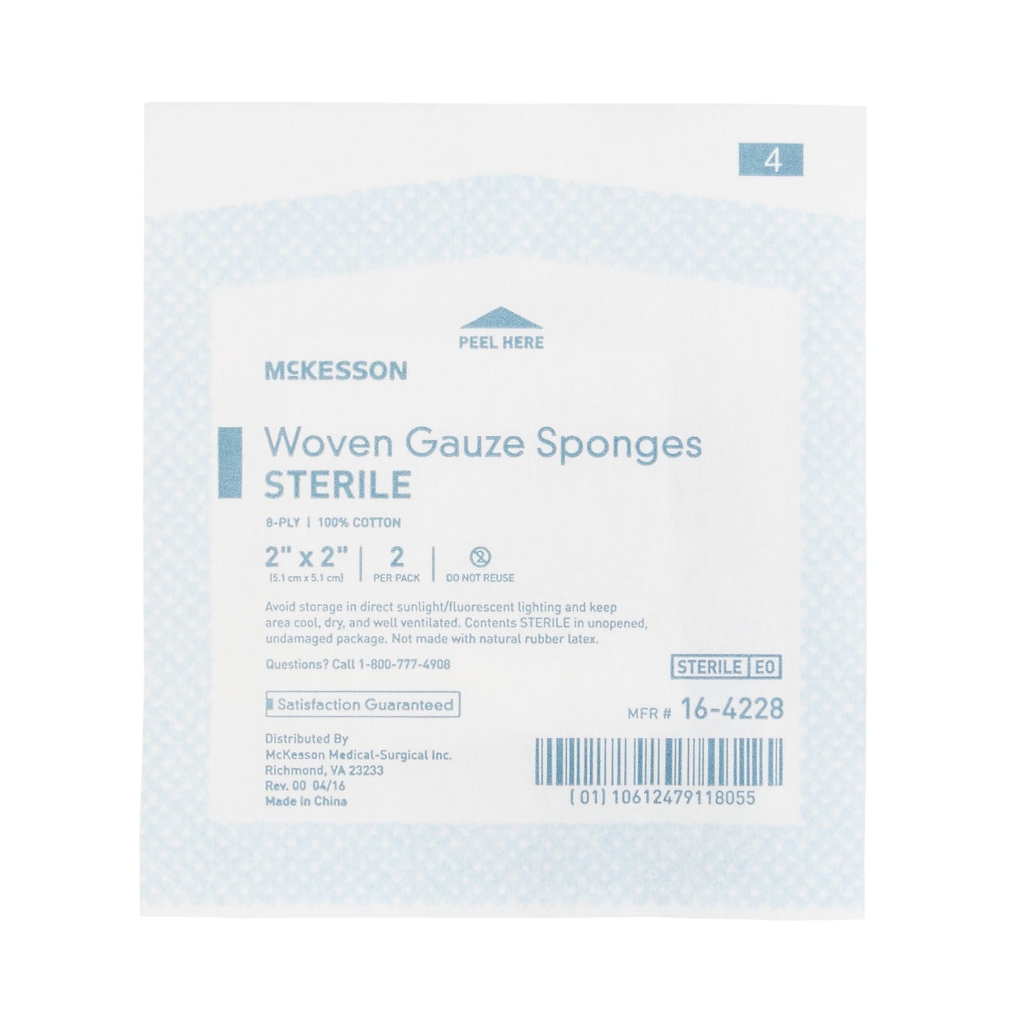 McKesson Sterile Gauze Sponge, 2 x 2 Inch, 8-Ply