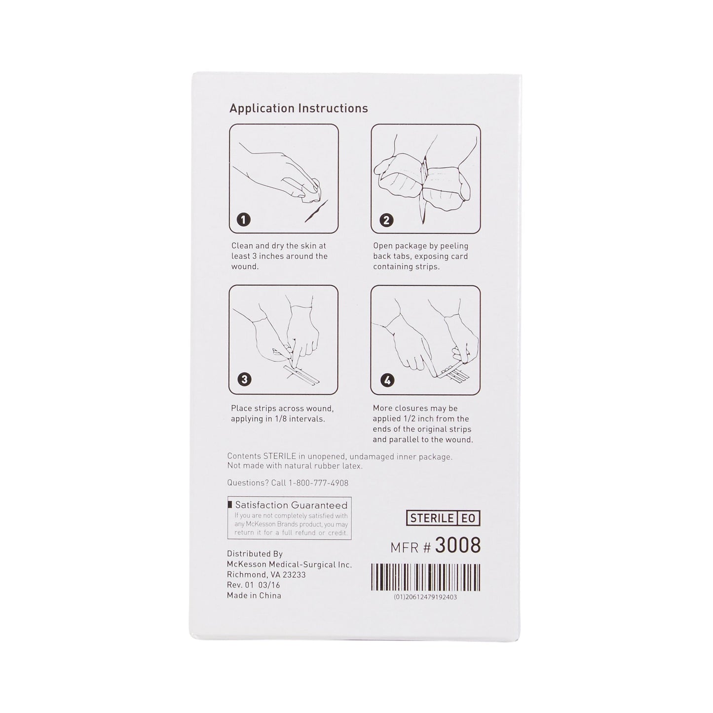 McKesson Skin Closure Reinforced Strip, ¼ X 1½ Inch