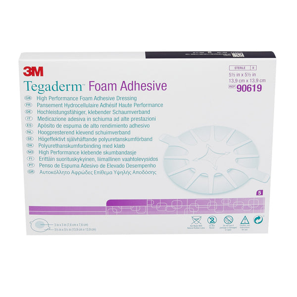 3M™ Tegaderm™ High Performance Adhesive w/ Border Foam Dressing, 13.9 x 13.9 cm