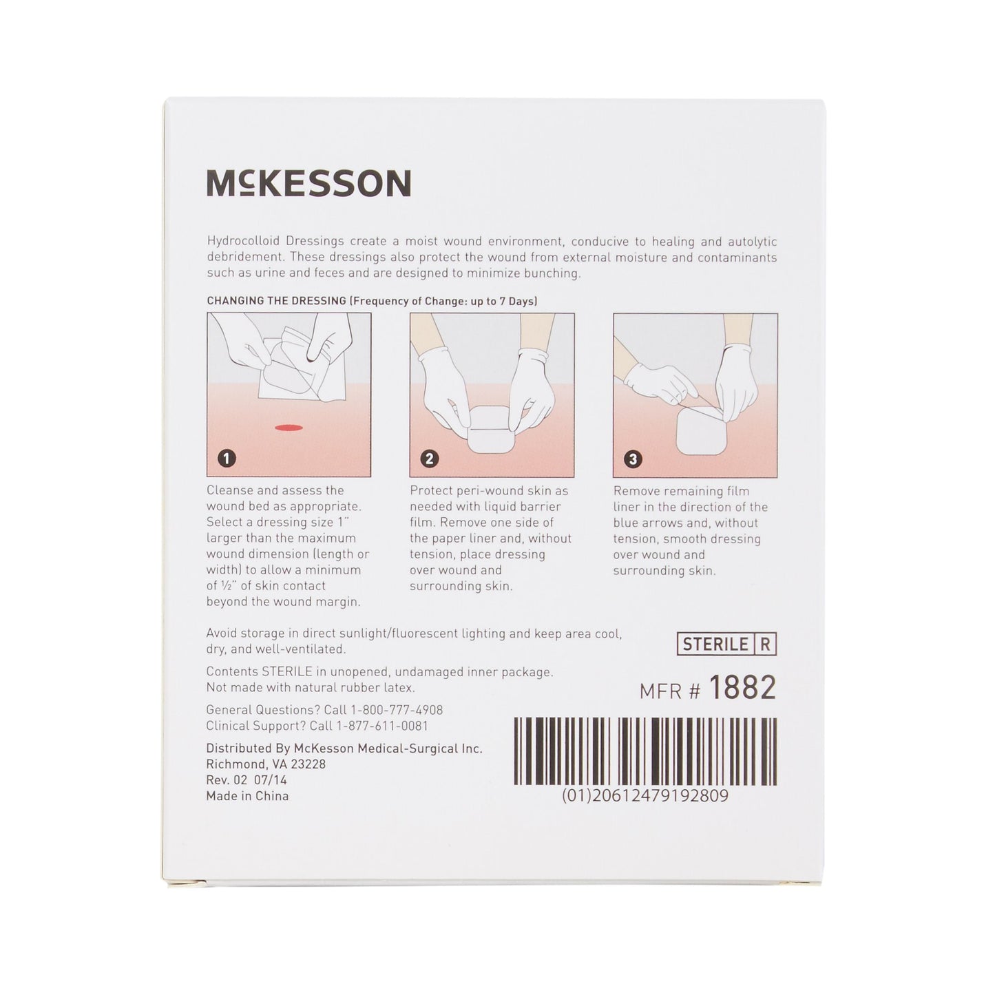 McKesson Hydrocolloid Dressing, 2 x 2 Inch