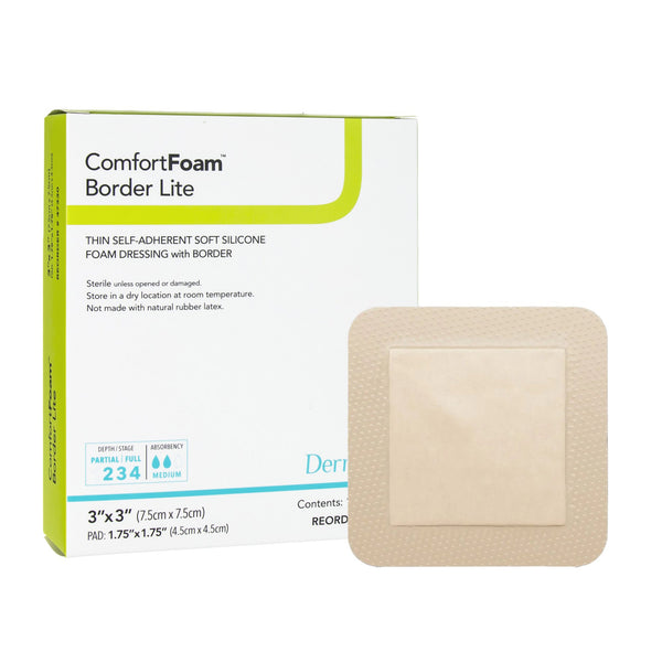 ComfortFoam™ Border Lite Thin Bordered Foam Wound Dressing, 3 x 3 Inch