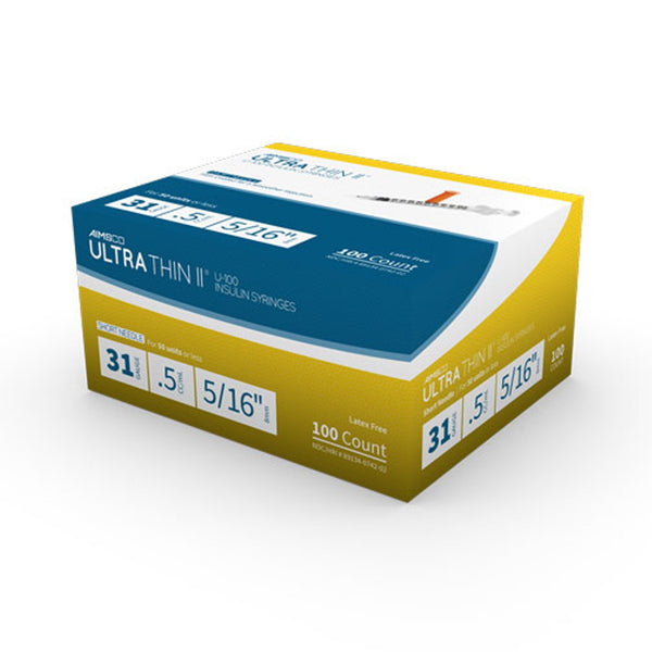 Ultra-Thin II Standard Insulin 0.5 mL Syringe with Needle, 31 Gauge, 5/16 Inch
