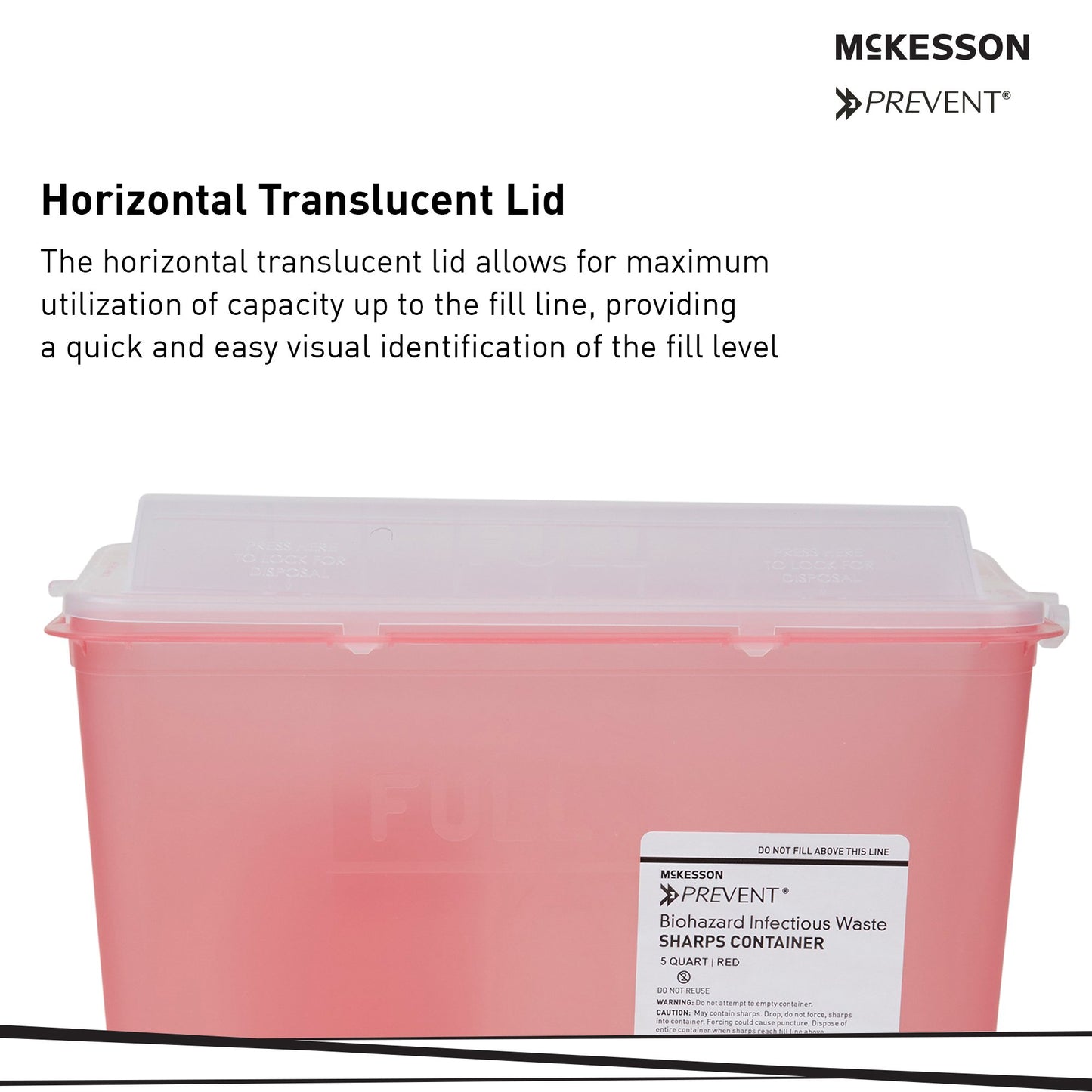 McKesson Prevent® Red Sharps Container, 1.25 Gallon, 10.75 x 10.5 x 4.75 Inch