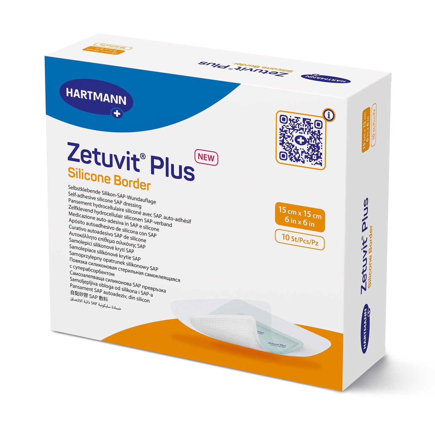 Zetuvit® Plus Silicone Border Super Absorbent Dressing, 6 x 6 Inch