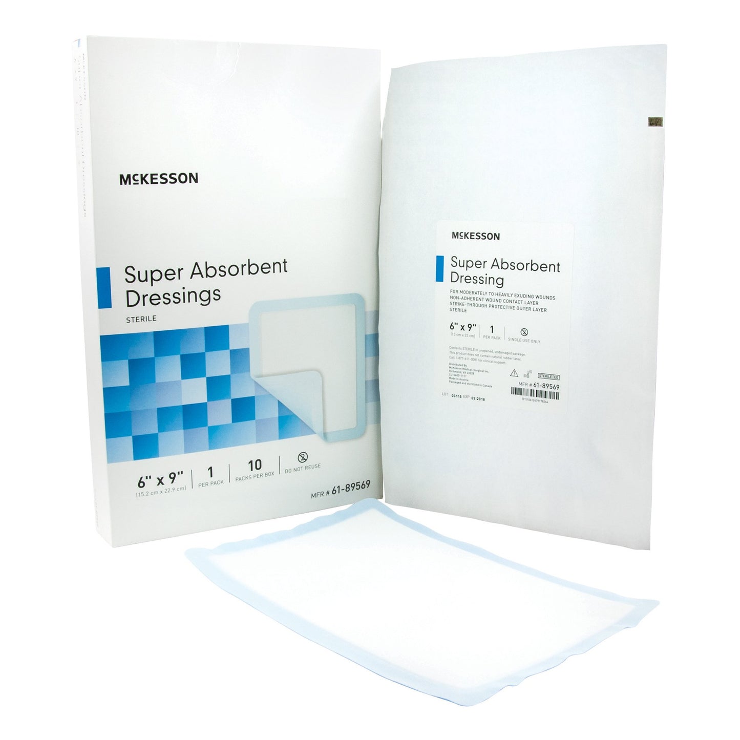 McKesson Super Absorbent Dressing, 6 x 9 Inch