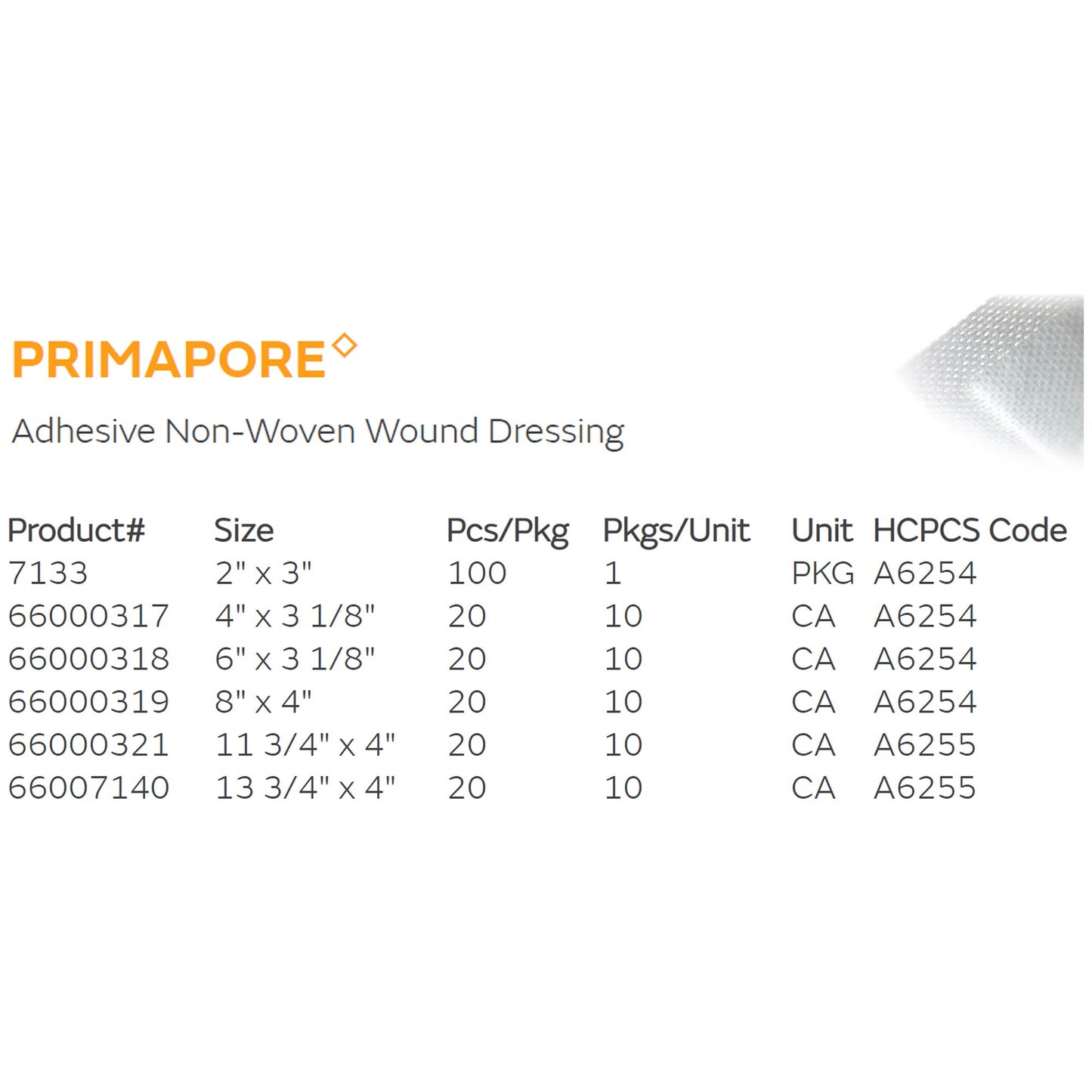 Primapore Adhesive Dressing, 8 x 10 Centimeter