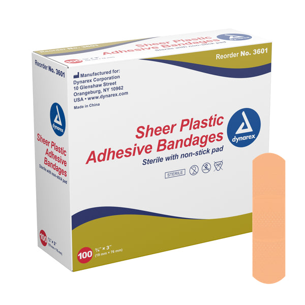 dynarex® Tan Sheer Adhesive Strip, ¾ x 3 Inch