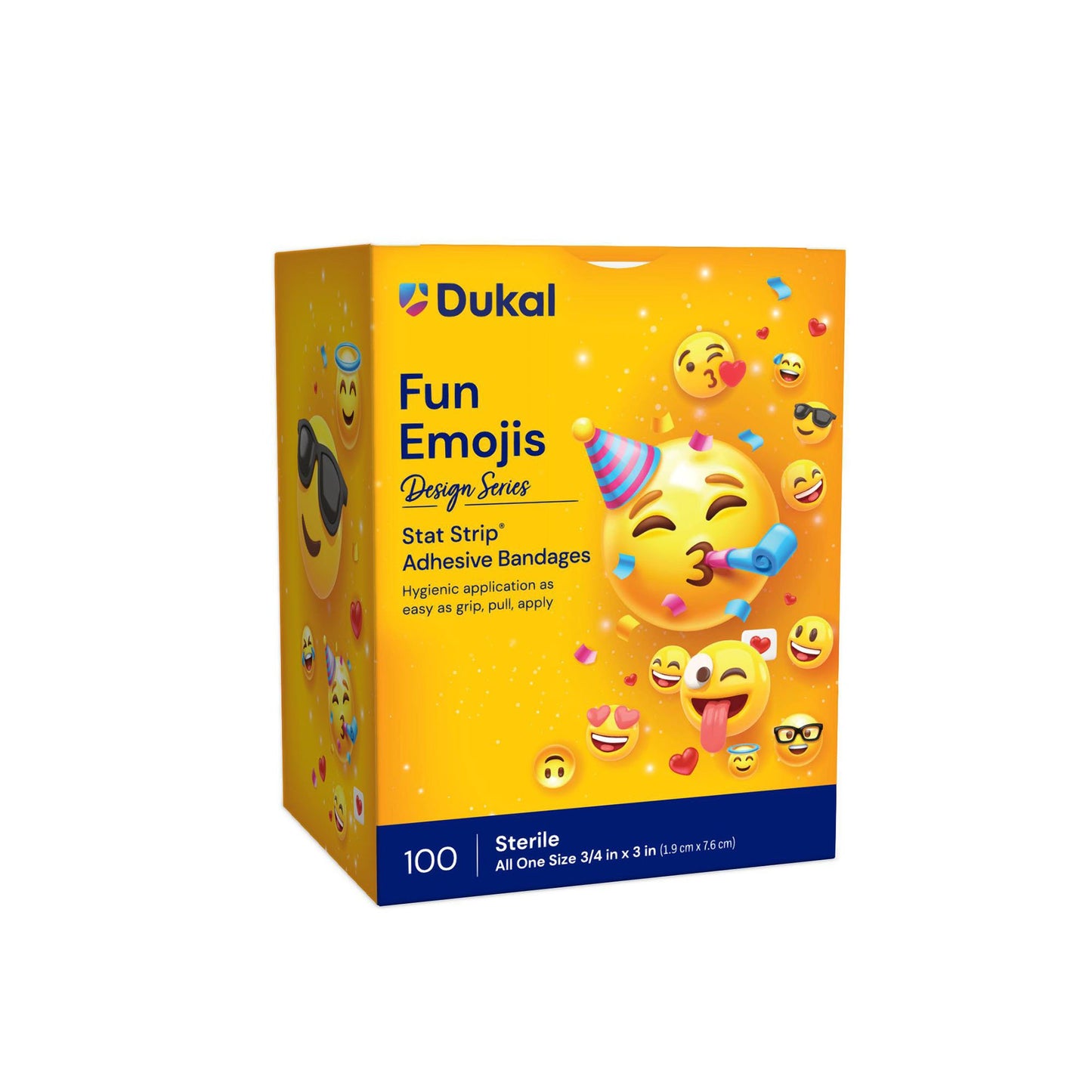 American® White Cross First Aid Emojis Kid Design Adhesive Strip, ¾ x 3 Inch