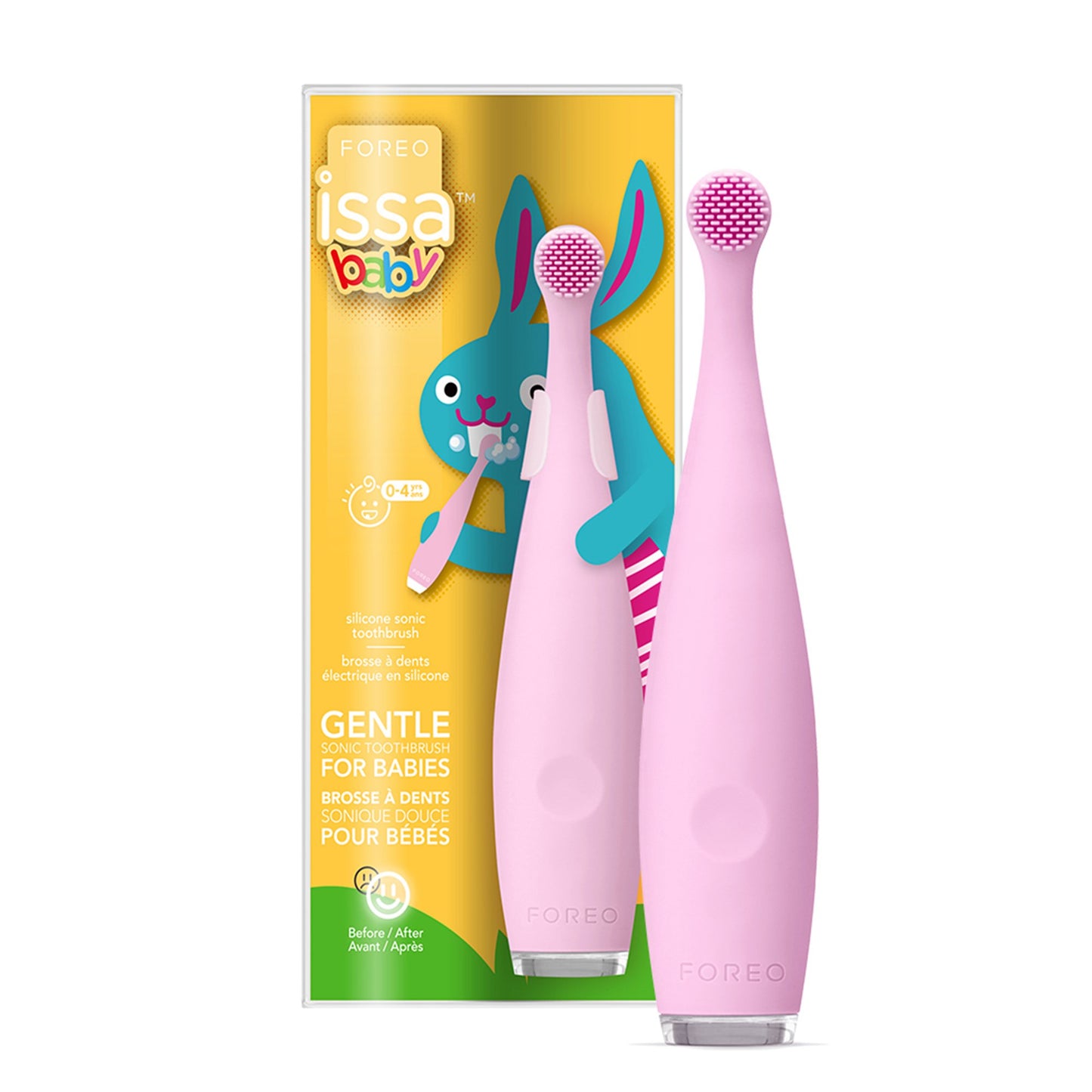 ISSA™ baby Soft Silicone Sonic Toothbrush, Pearl Pink Bunny
