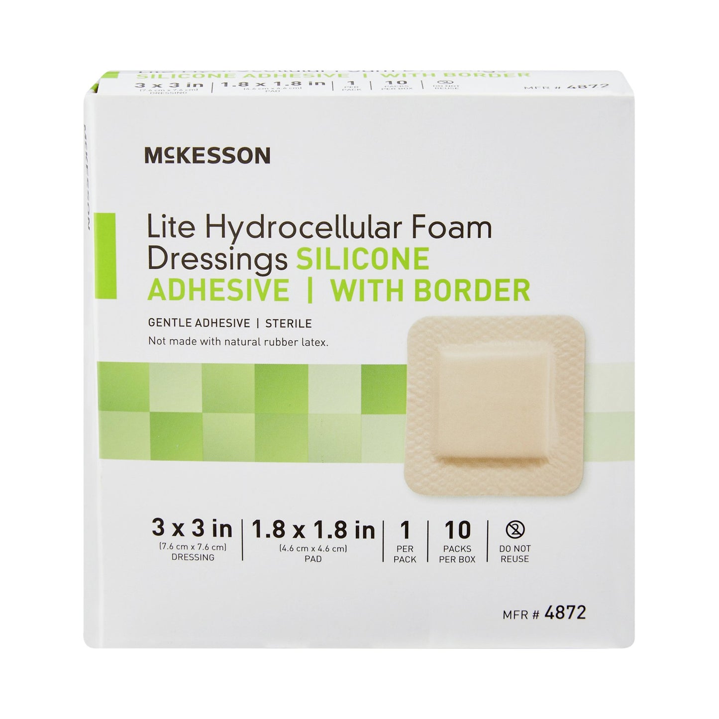 McKesson Lite Hydrocellular Foam Dressings w/ Border & Silicone Adhesive, 3 x 3"