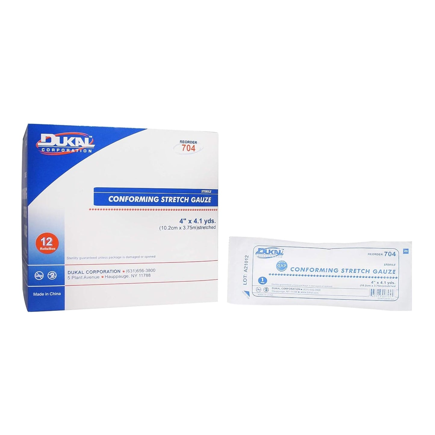 Dukal™ Sterile Conforming Bandage, 4 Inch x 4-1/10 Yard, 1-Ply