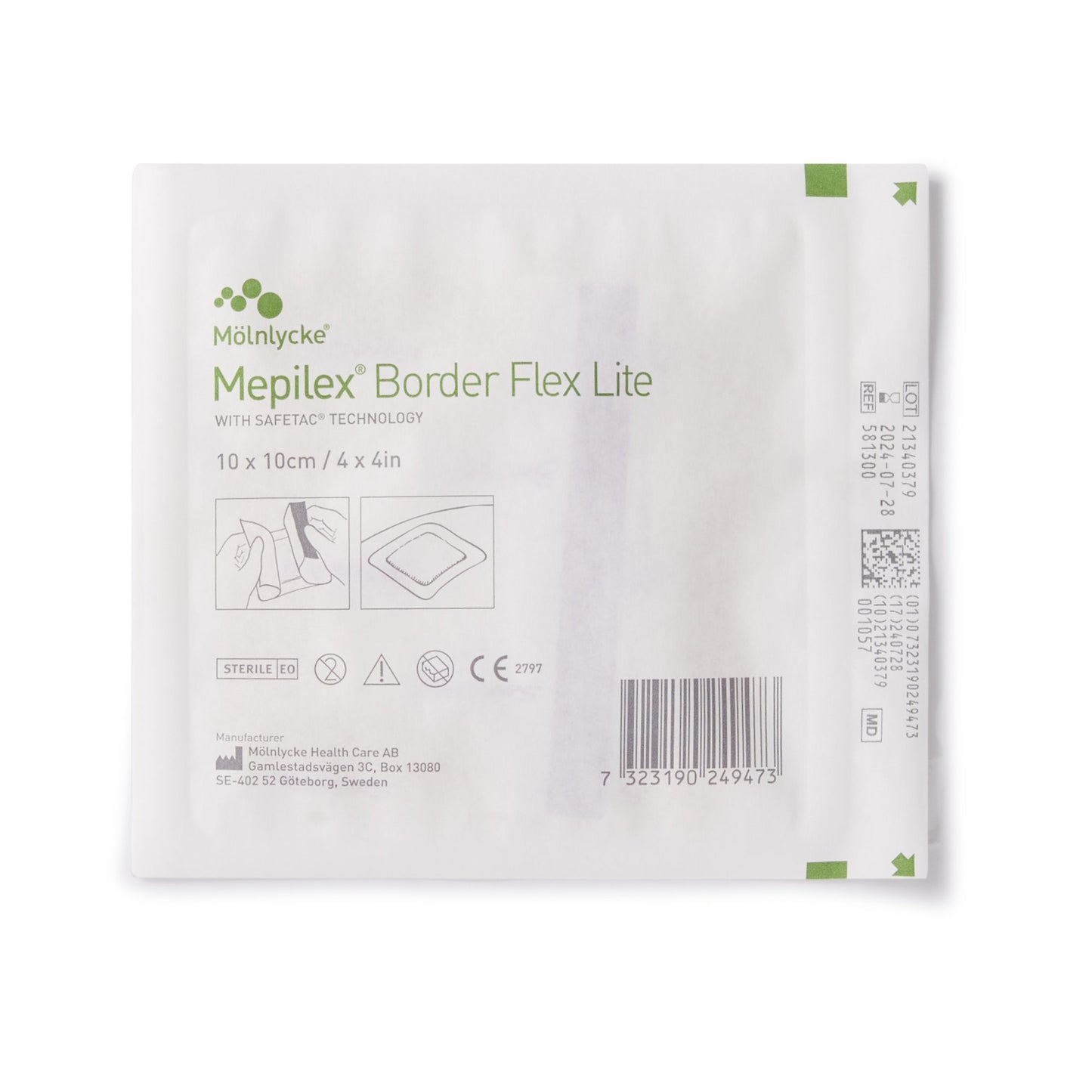 Mepilex® Border Flex Lite Silicone Foam Dressing, 4 x 4 Inch
