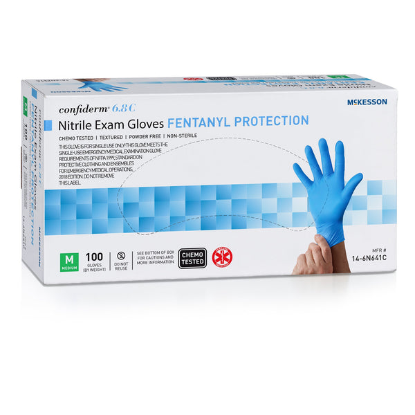 McKesson Confiderm® 6.8C Nitrile Exam Glove, Medium, Blue