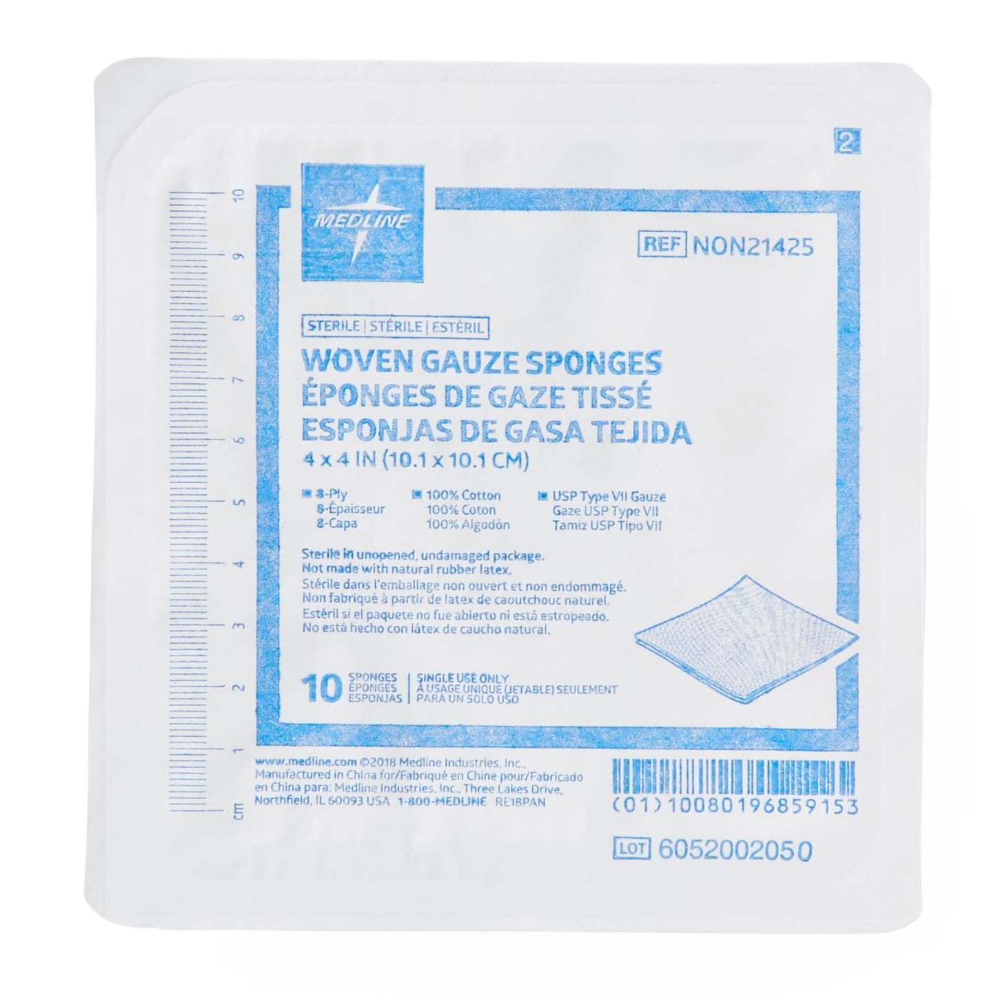 GAUZE 8PLY STR 4"X4" (10/TR 128TR/CS)