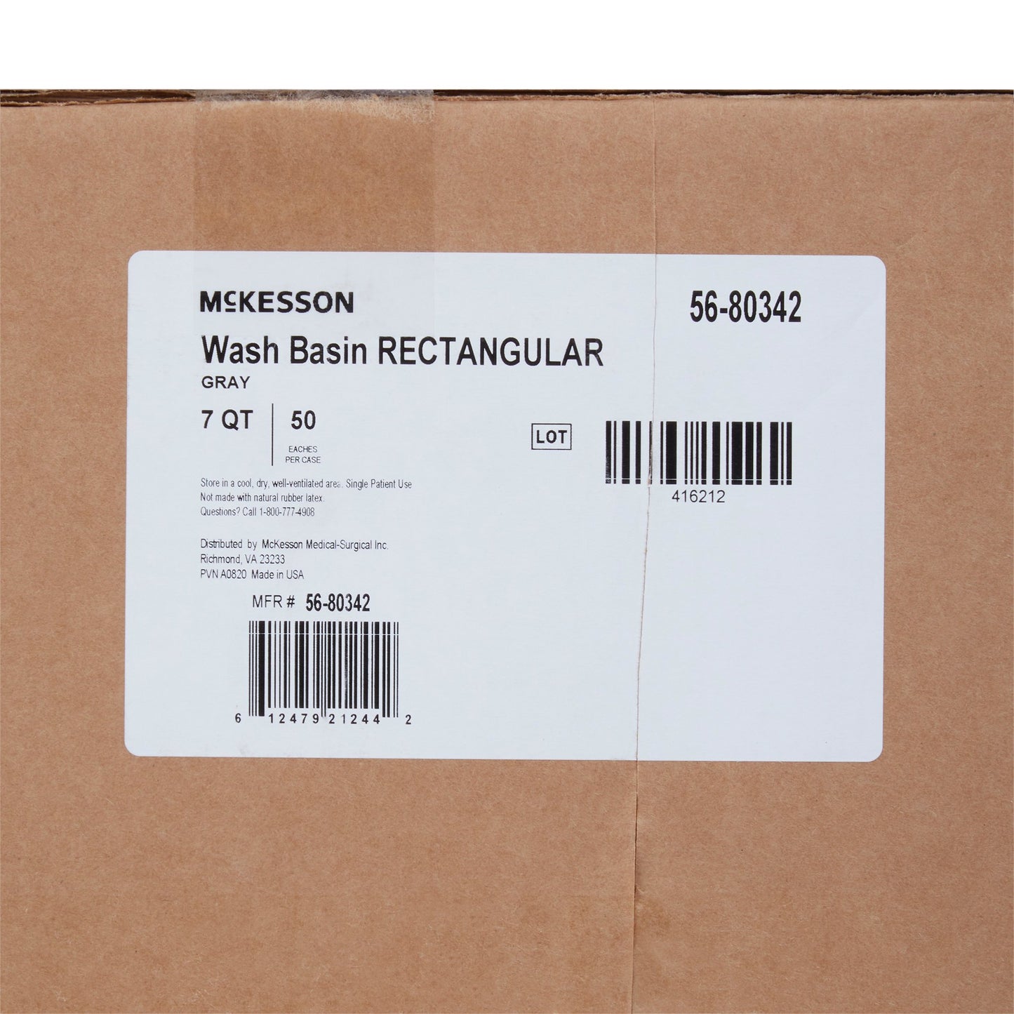 McKesson Wash Basin, Rectangle, 7 Quart, Gray