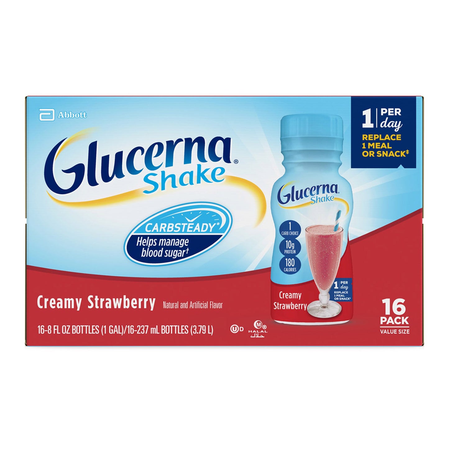 Glucerna® Original Shake, Strawberry Flavor, 8-ounce bottle