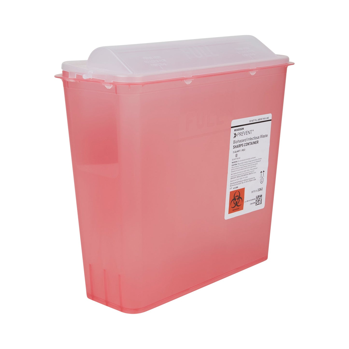 McKesson Prevent® Red Sharps Container, 1.25 Gallon, 10.75 x 10.5 x 4.75 Inch