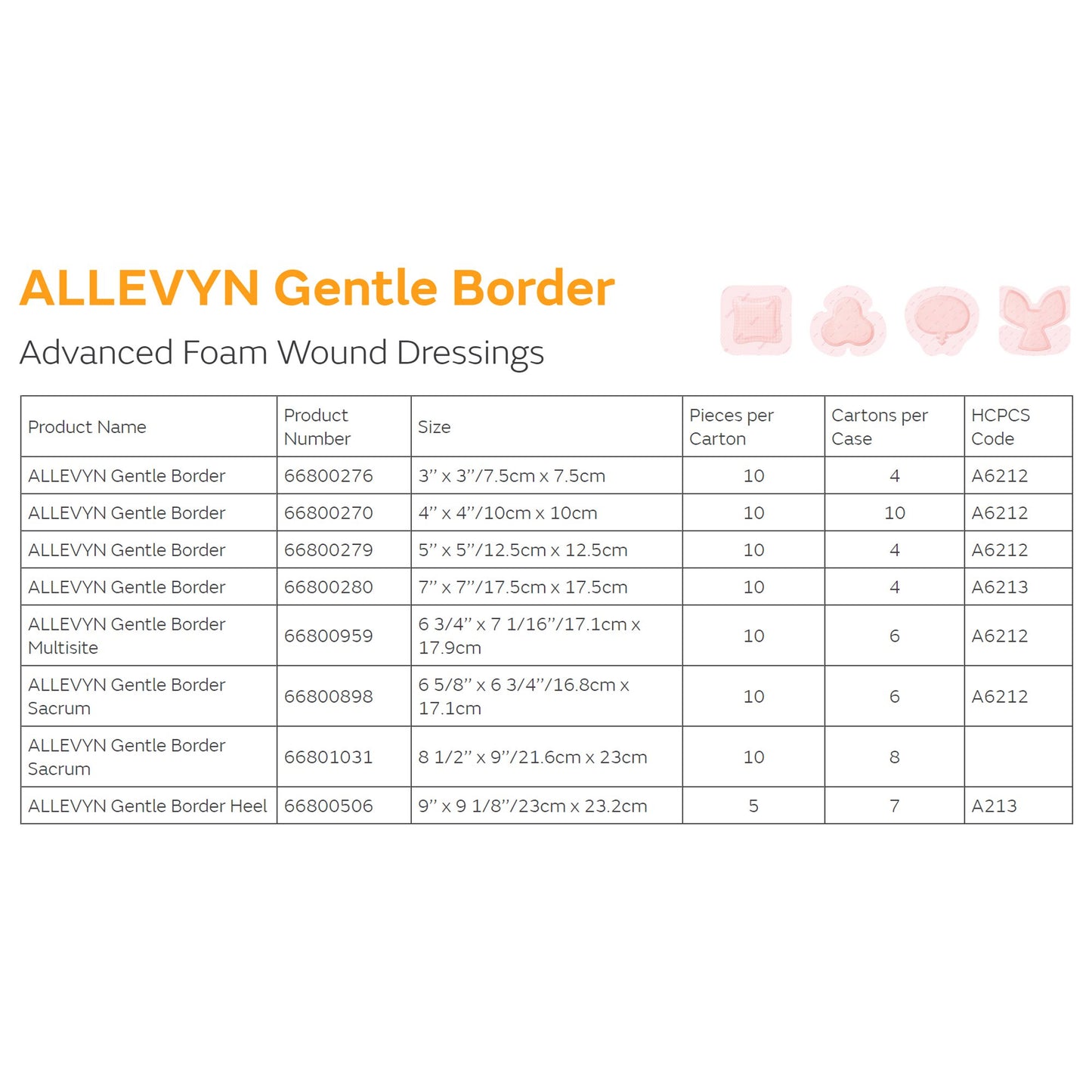 Allevyn™ Gentle Border Multisite, 17.1 x 17.9 Centimeter