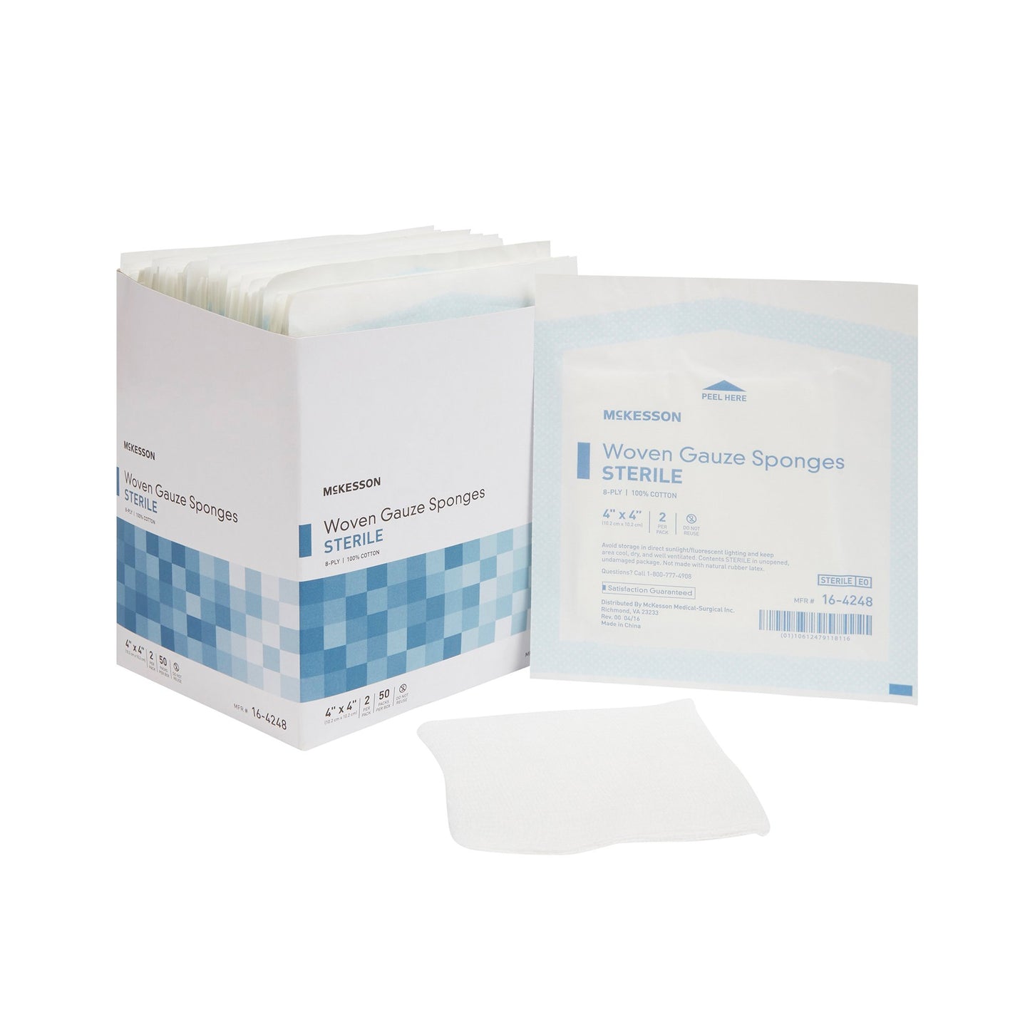 McKesson Sterile Gauze Sponge, 4 x 4 Inch, 8-Ply