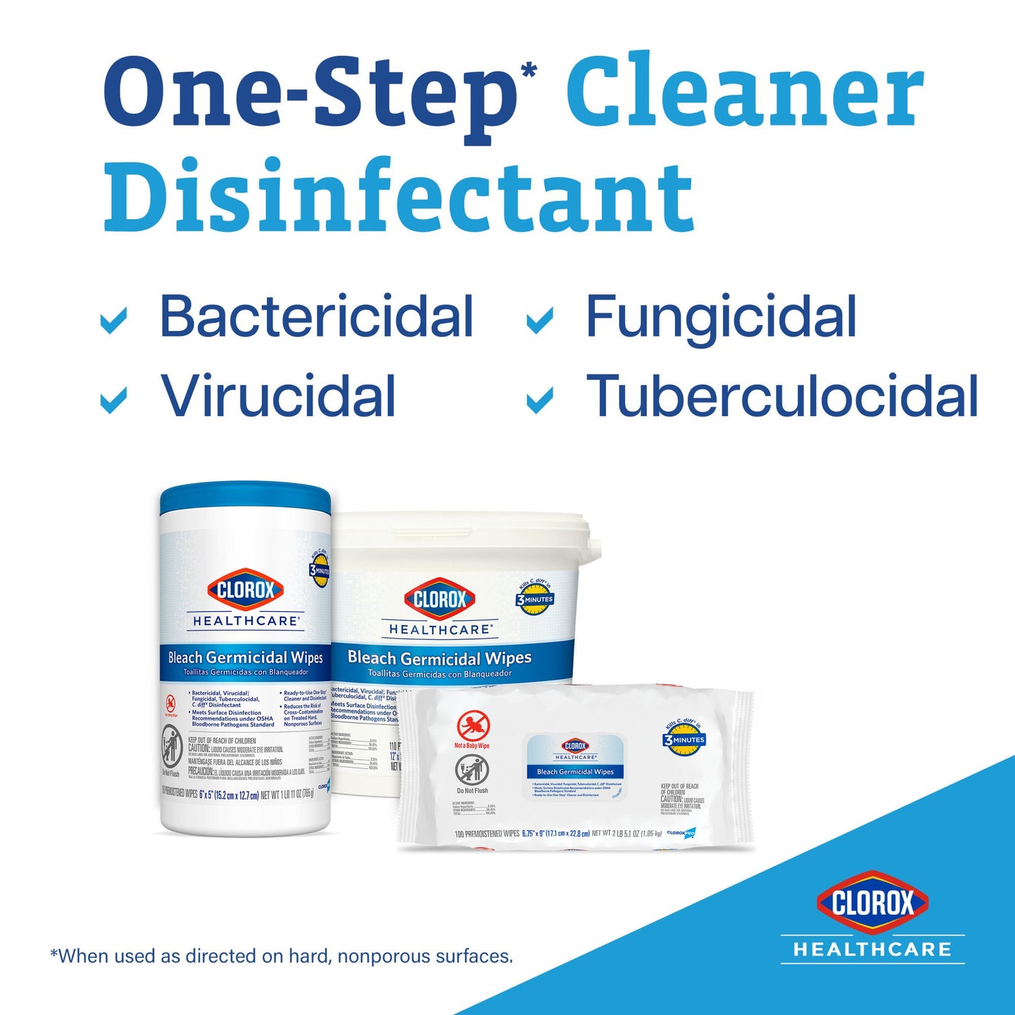 Clorox Healthcare® Bleach Germicidal Wipes, Canister, 150 ct.