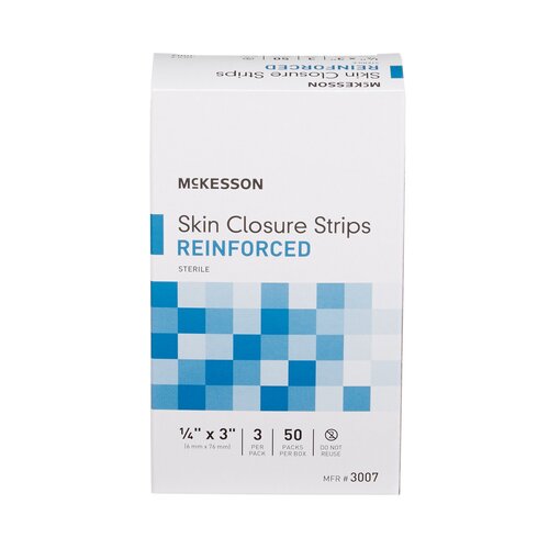 3M Steri-Strip Skin Closure Strips, 1/4 inch x 3 Inch, Reinforced Strip, White